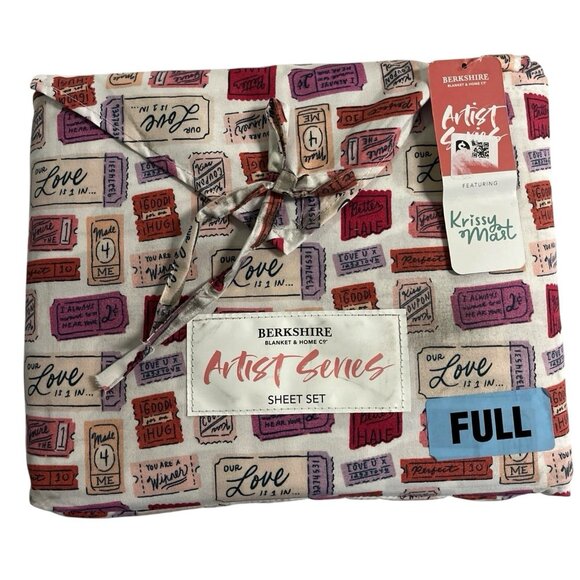Berkshire Sheet Set Artist Series Pink Love Valentines Tickets Novelty Set Full - Picture 2 of 8